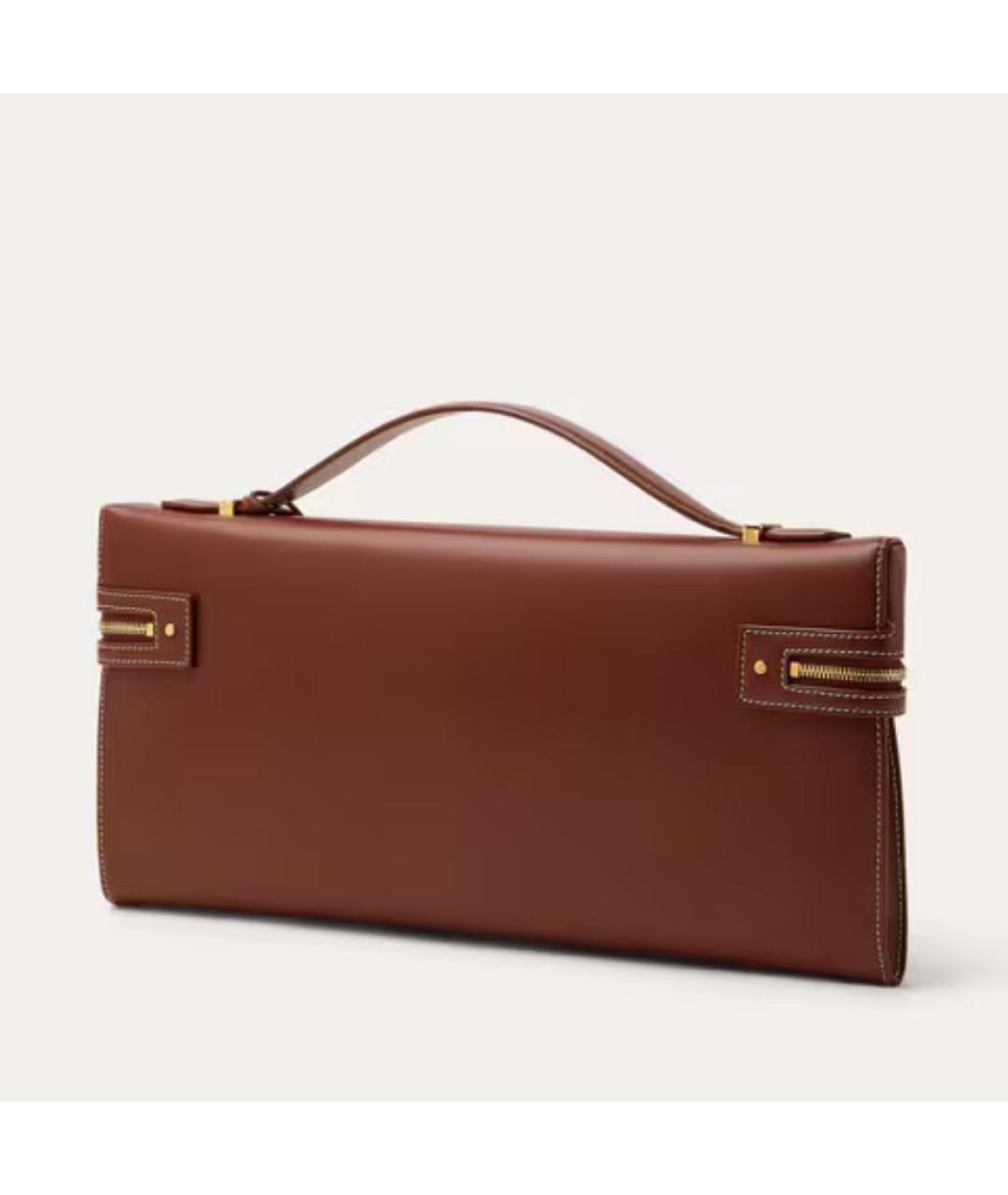 LORO PIANA Коричневая кожаная сумка с короткими ручками, фото 4