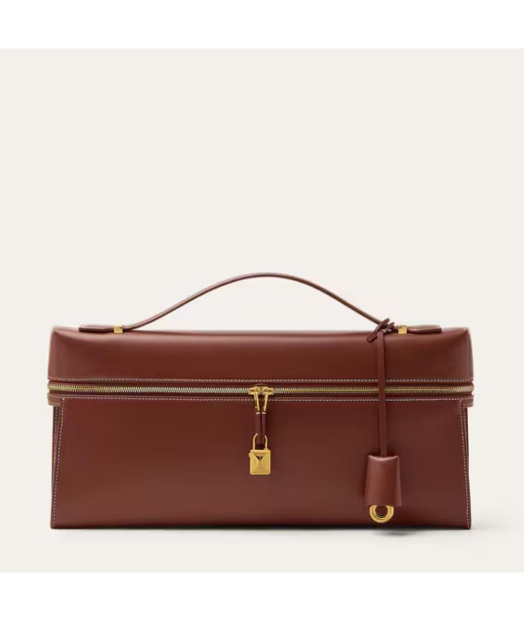LORO PIANA Коричневая кожаная сумка с короткими ручками, фото 8