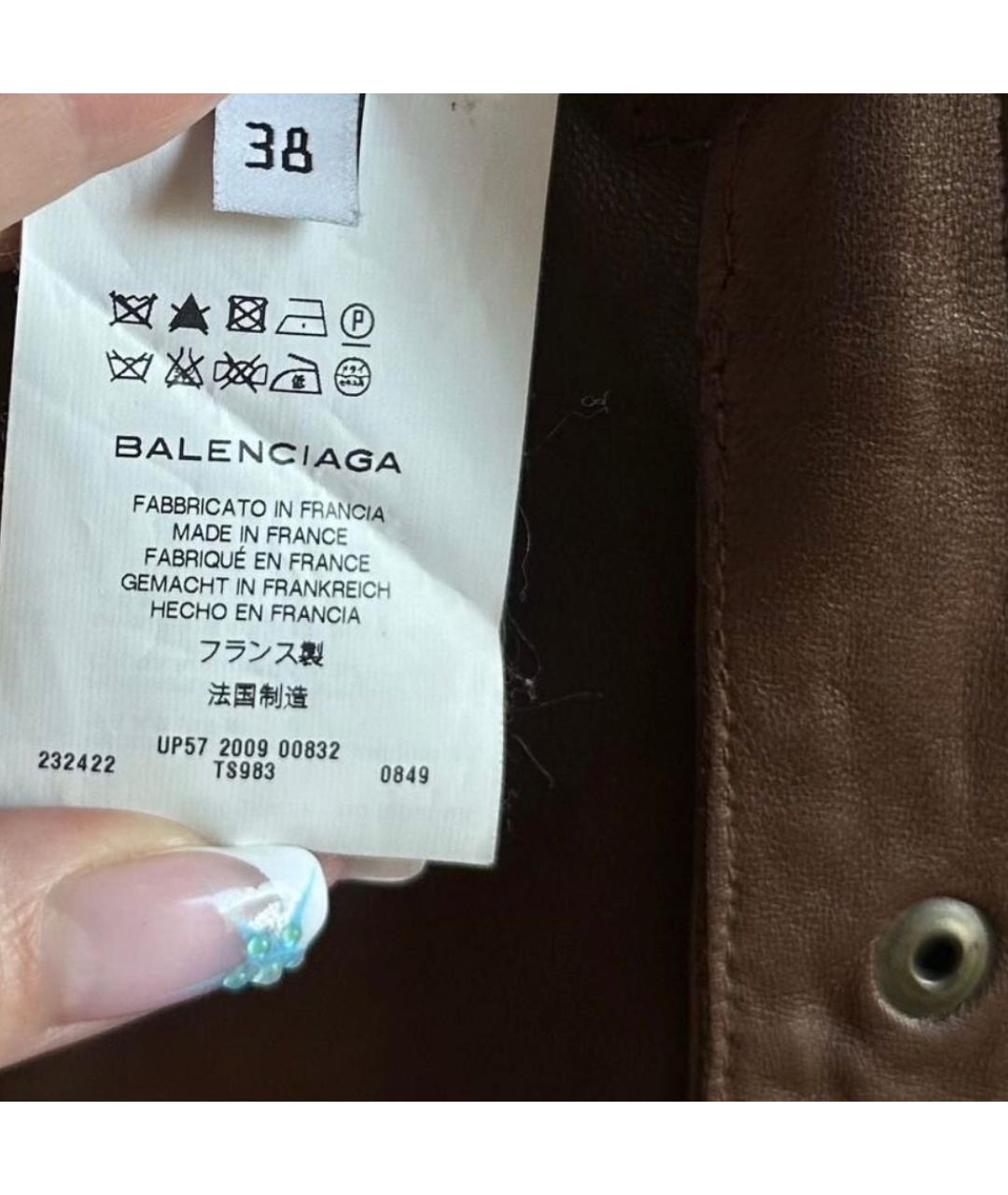 BALENCIAGA Коричневая кожаная куртка, фото 5