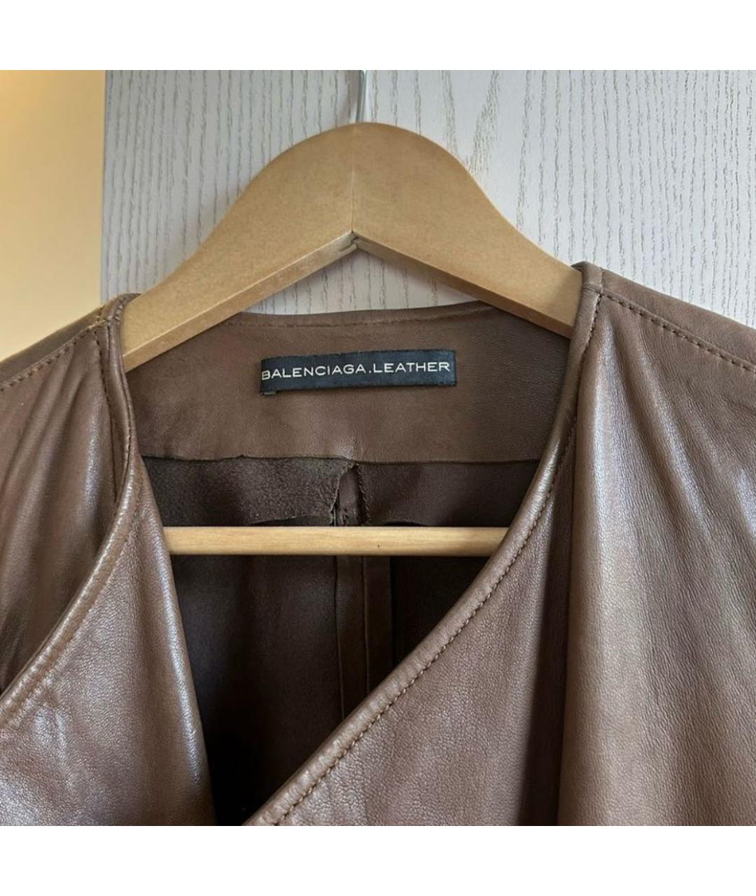 BALENCIAGA Коричневая кожаная куртка, фото 4