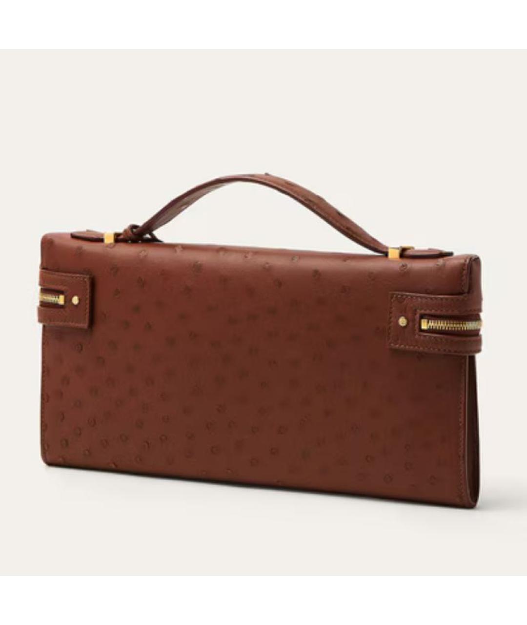 LORO PIANA Коричневая кожаная сумка с короткими ручками, фото 4