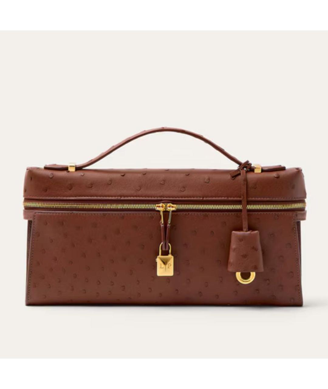 LORO PIANA Коричневая кожаная сумка с короткими ручками, фото 8