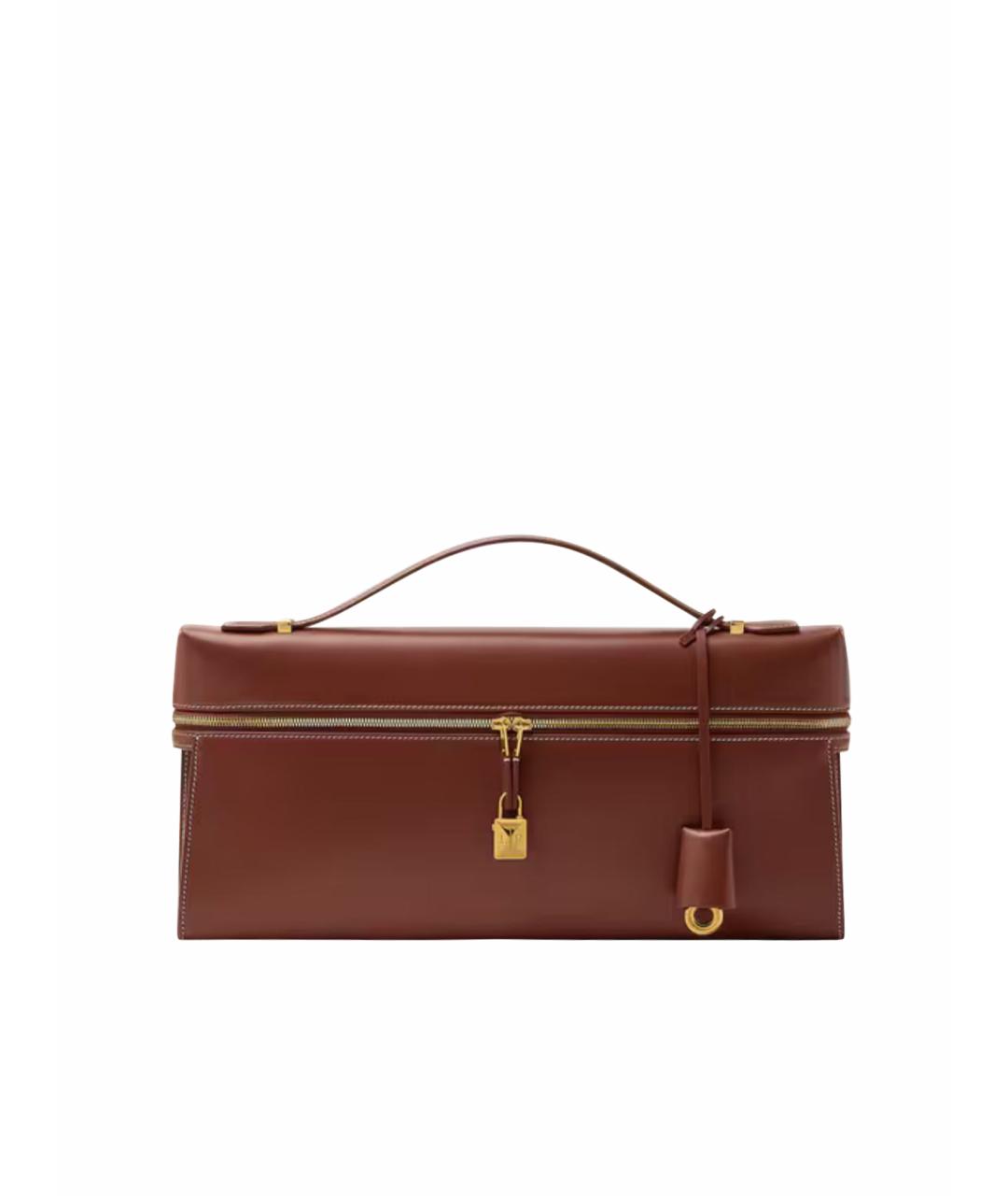LORO PIANA Коричневая кожаная сумка с короткими ручками, фото 1