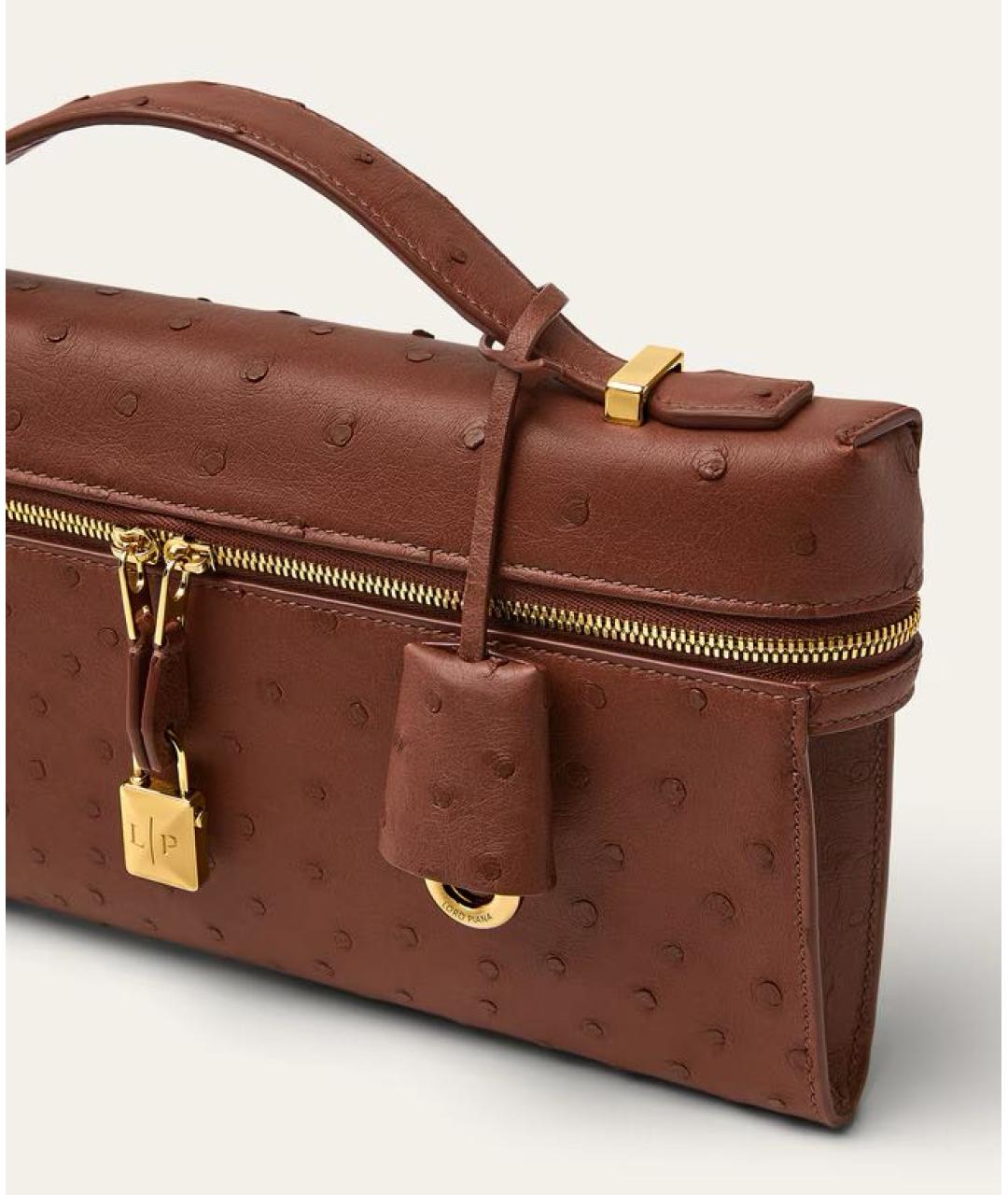 LORO PIANA Коричневая кожаная сумка с короткими ручками, фото 5