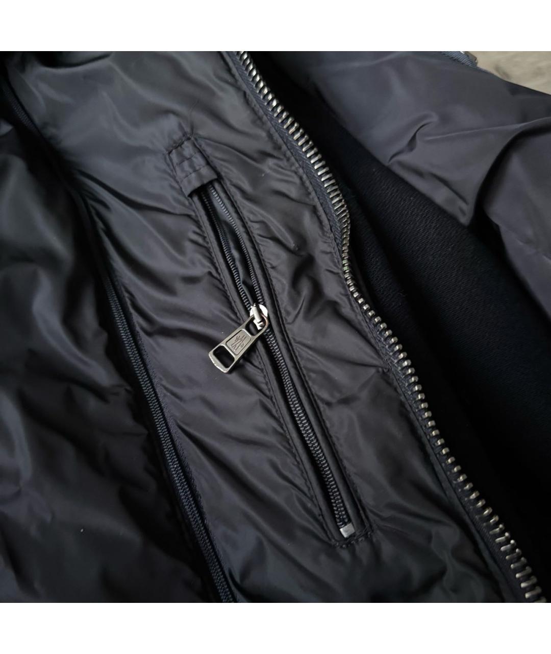 MONCLER Темно-синий хлопко-эластановый пуховик, фото 5