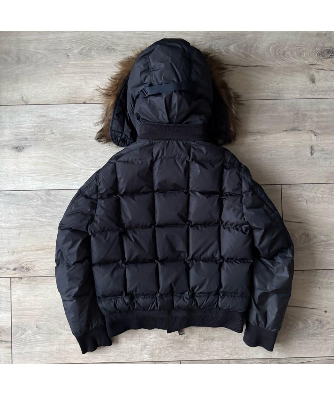 MONCLER Темно-синий хлопко-эластановый пуховик, фото 2