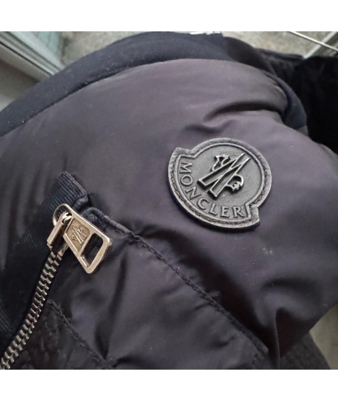 MONCLER Темно-синий хлопко-эластановый пуховик, фото 4