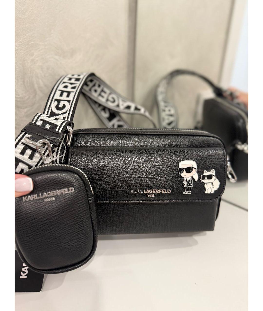 KARL LAGERFELD Черная сумка через плечо из искусственной кожи, фото 2