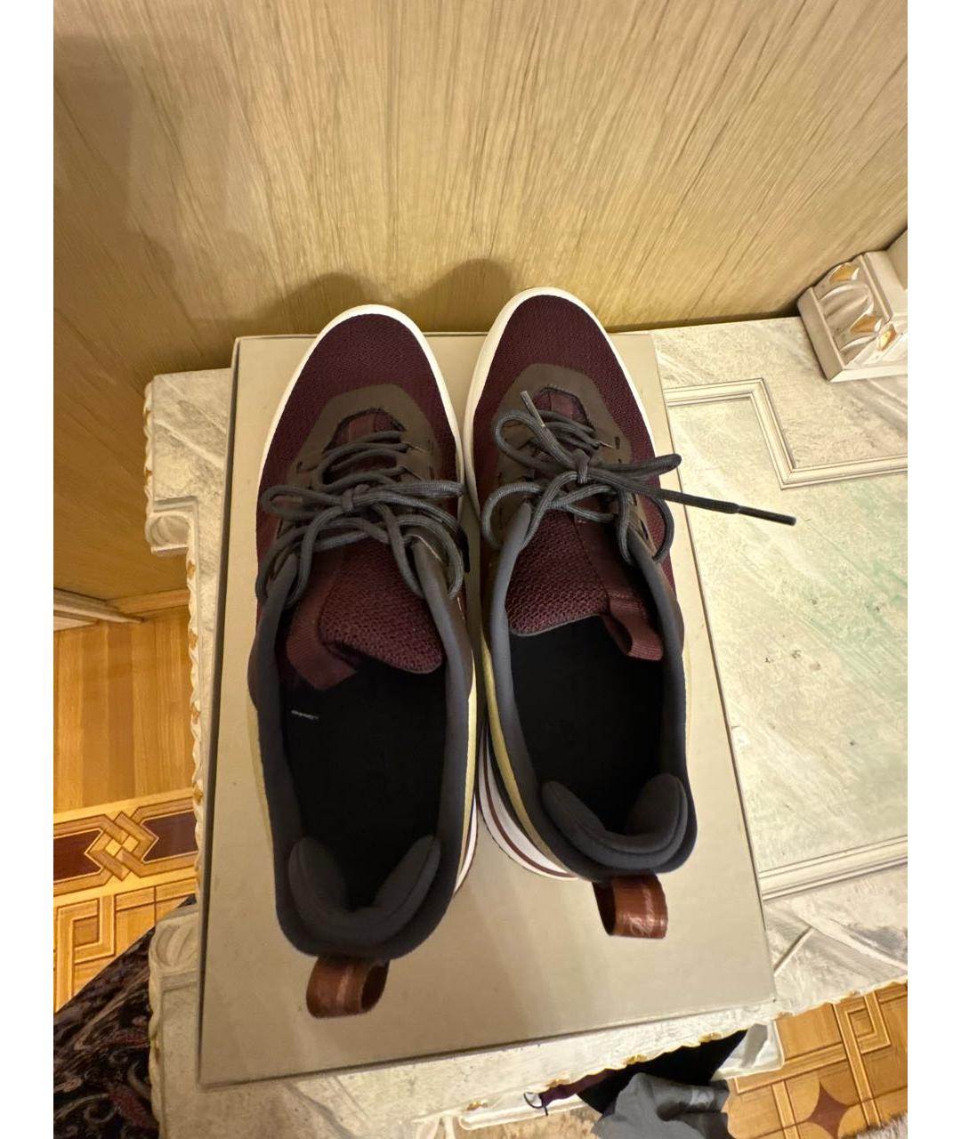 LORO PIANA Бордовые низкие кроссовки / кеды, фото 3