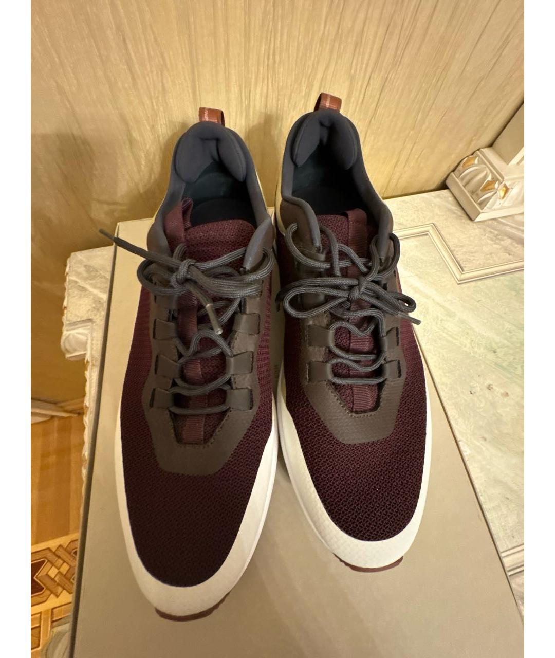 LORO PIANA Бордовые низкие кроссовки / кеды, фото 2