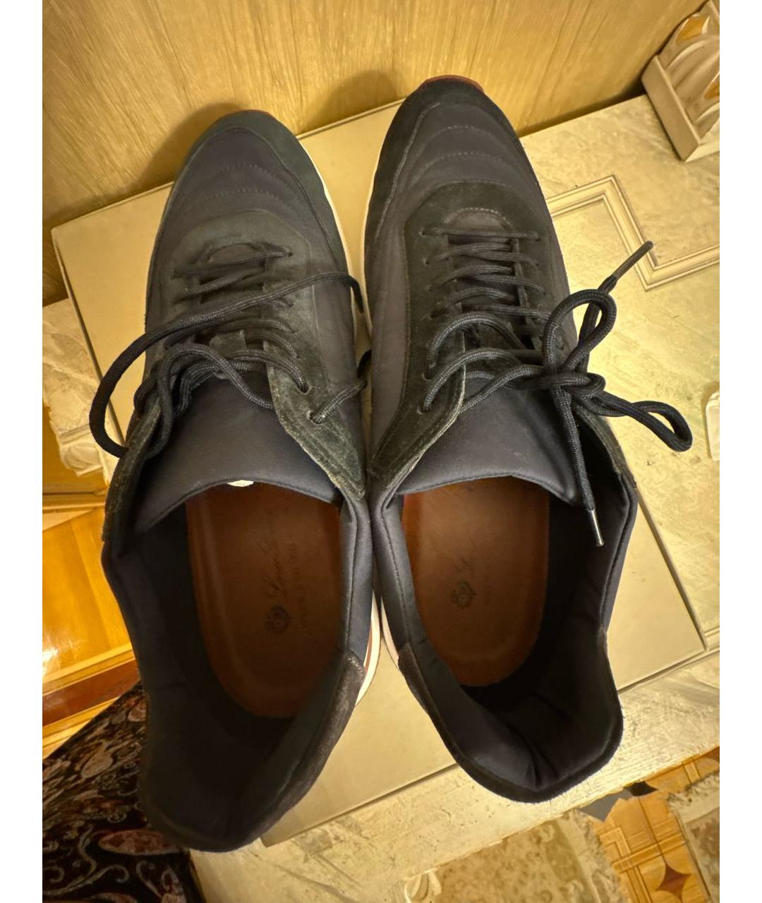 LORO PIANA Синие замшевые низкие кроссовки / кеды, фото 6