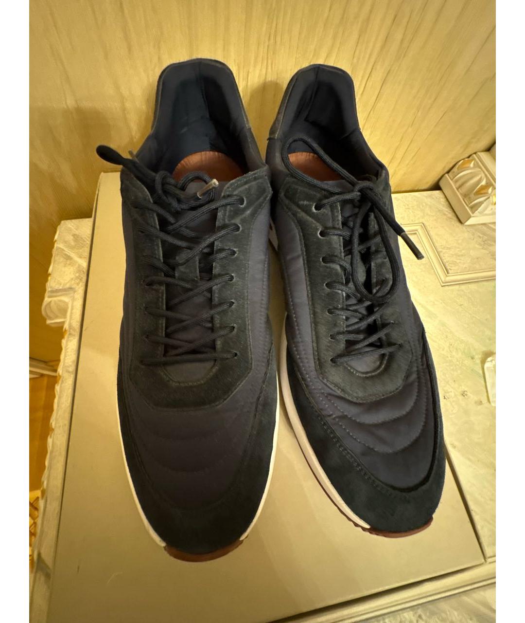 LORO PIANA Синие замшевые низкие кроссовки / кеды, фото 2