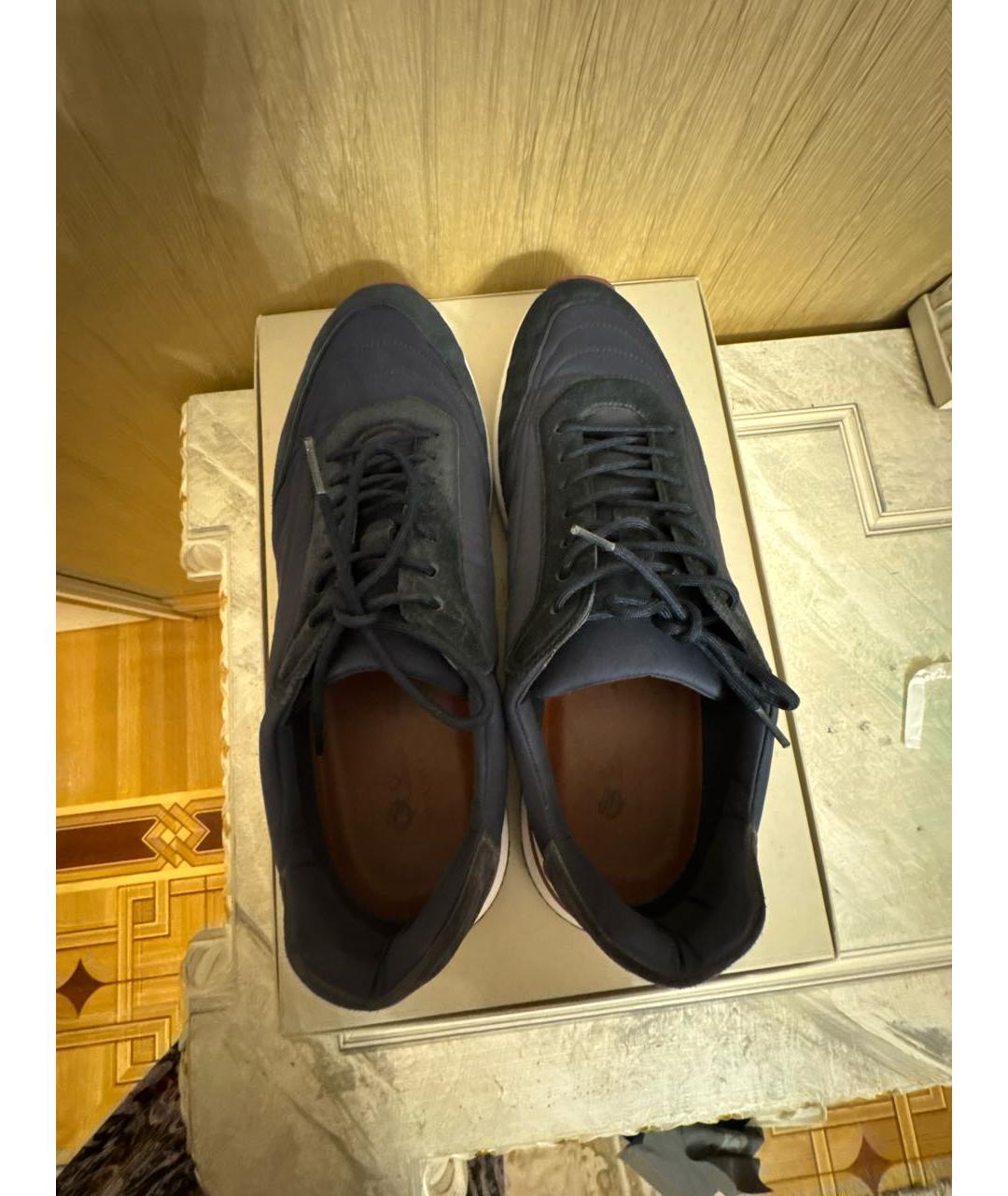 LORO PIANA Синие замшевые низкие кроссовки / кеды, фото 3