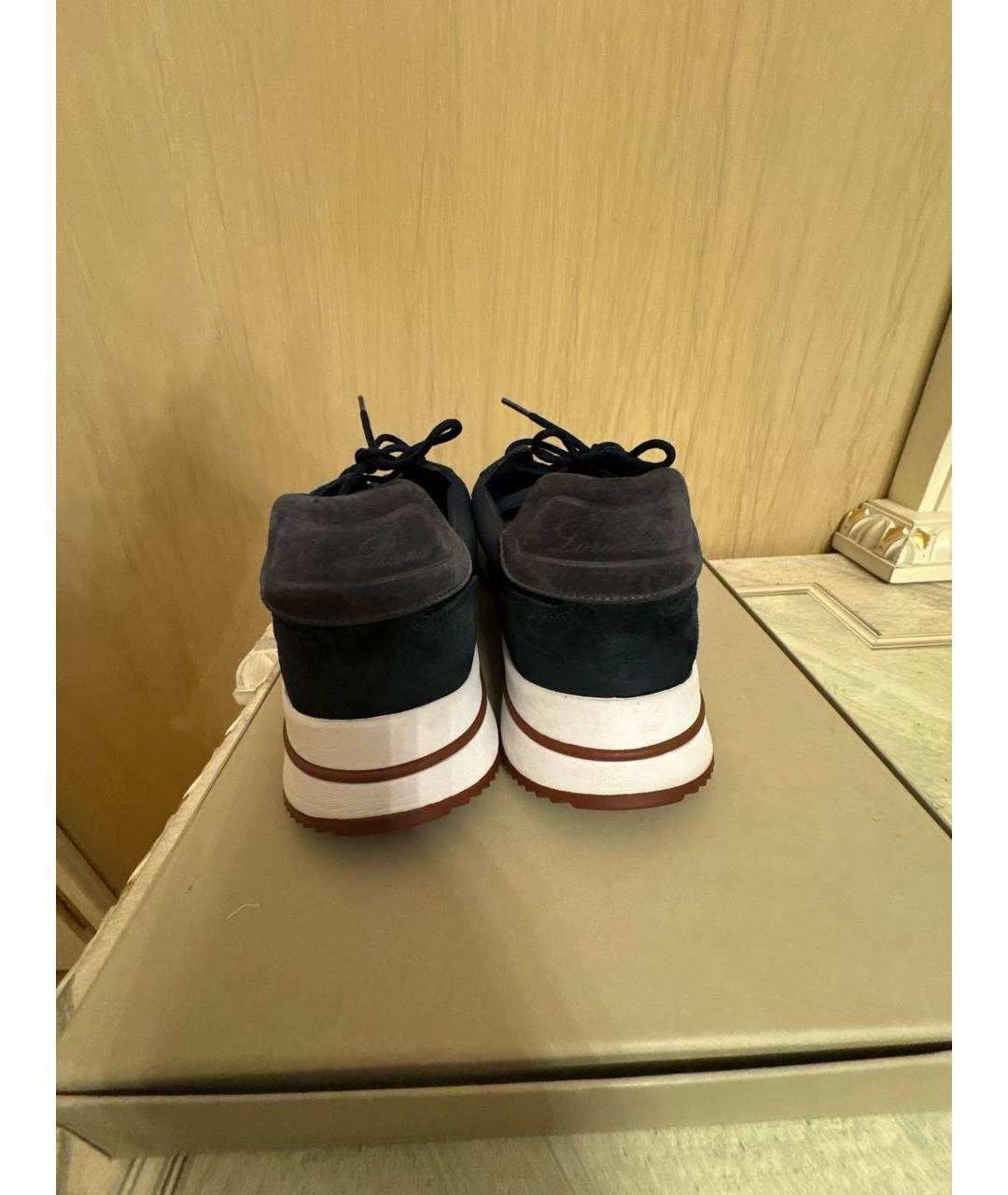 LORO PIANA Синие замшевые низкие кроссовки / кеды, фото 4