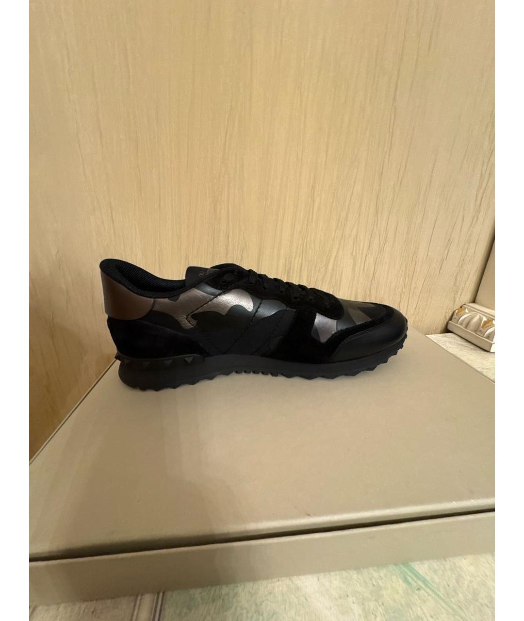 VALENTINO Хаки кожаные низкие кроссовки / кеды, фото 5