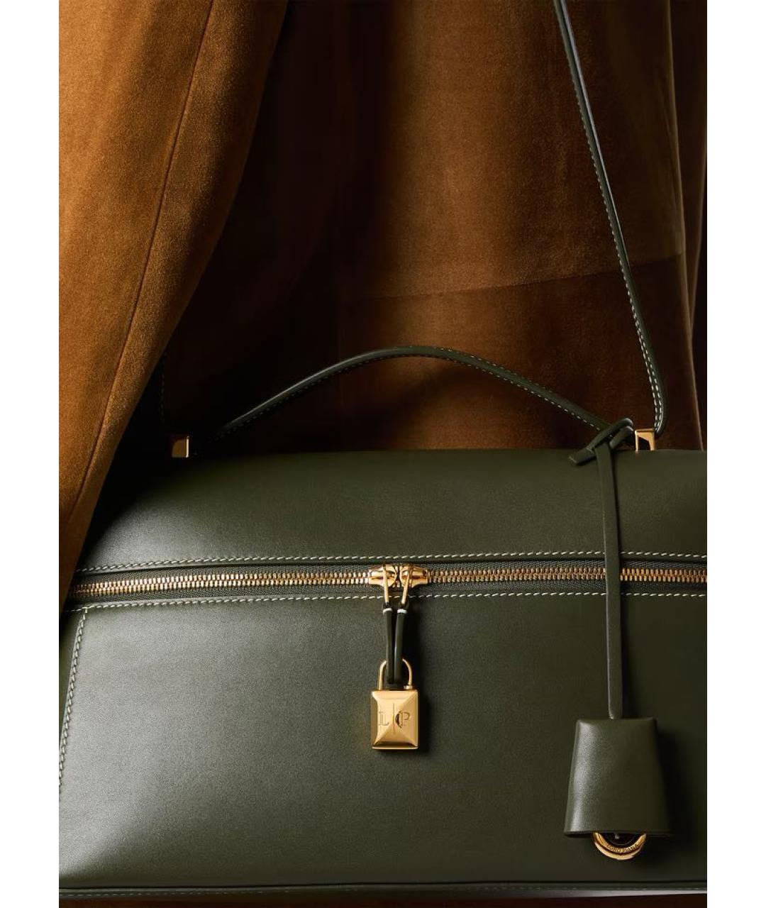 LORO PIANA Зеленая кожаная сумка через плечо, фото 2