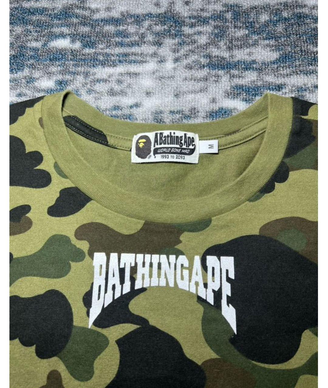 BAPE Хаки хлопковая футболка, фото 3