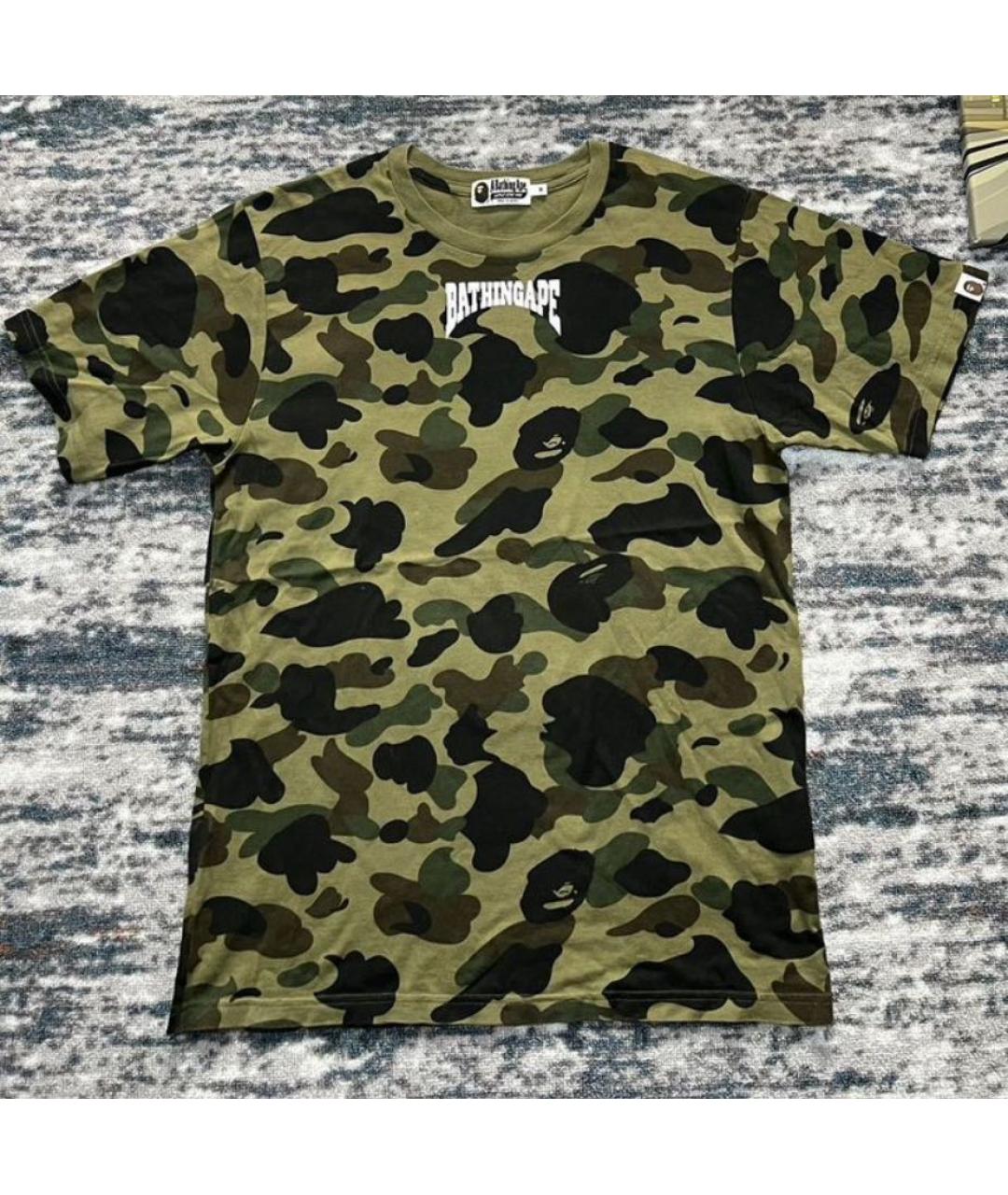 BAPE Хаки хлопковая футболка, фото 7