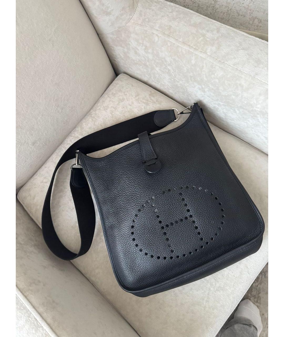 HERMES Черная кожаная сумка через плечо, фото 9