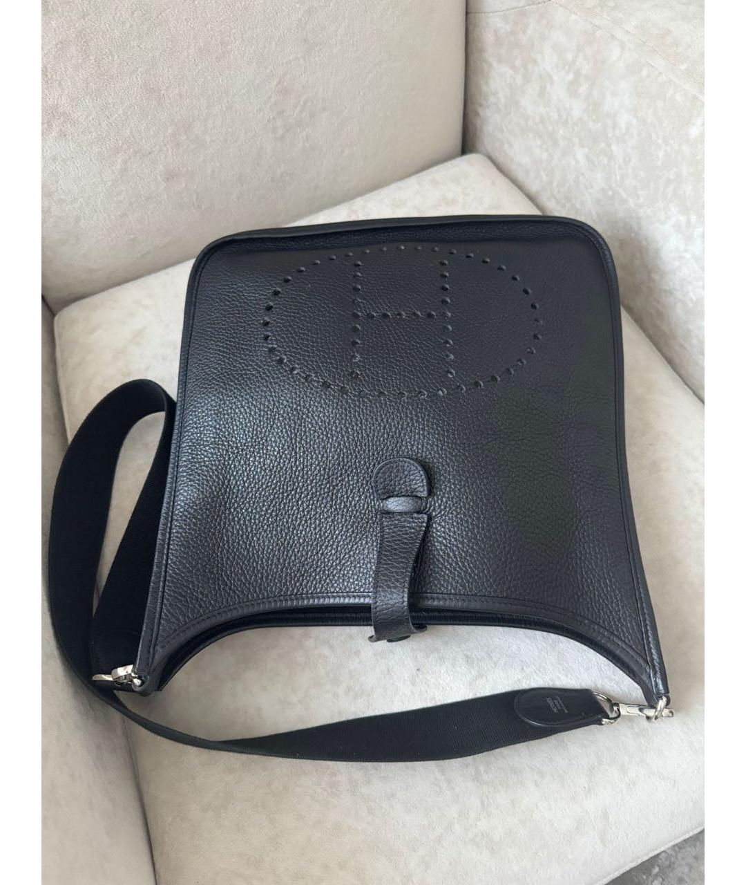 HERMES Черная кожаная сумка через плечо, фото 2
