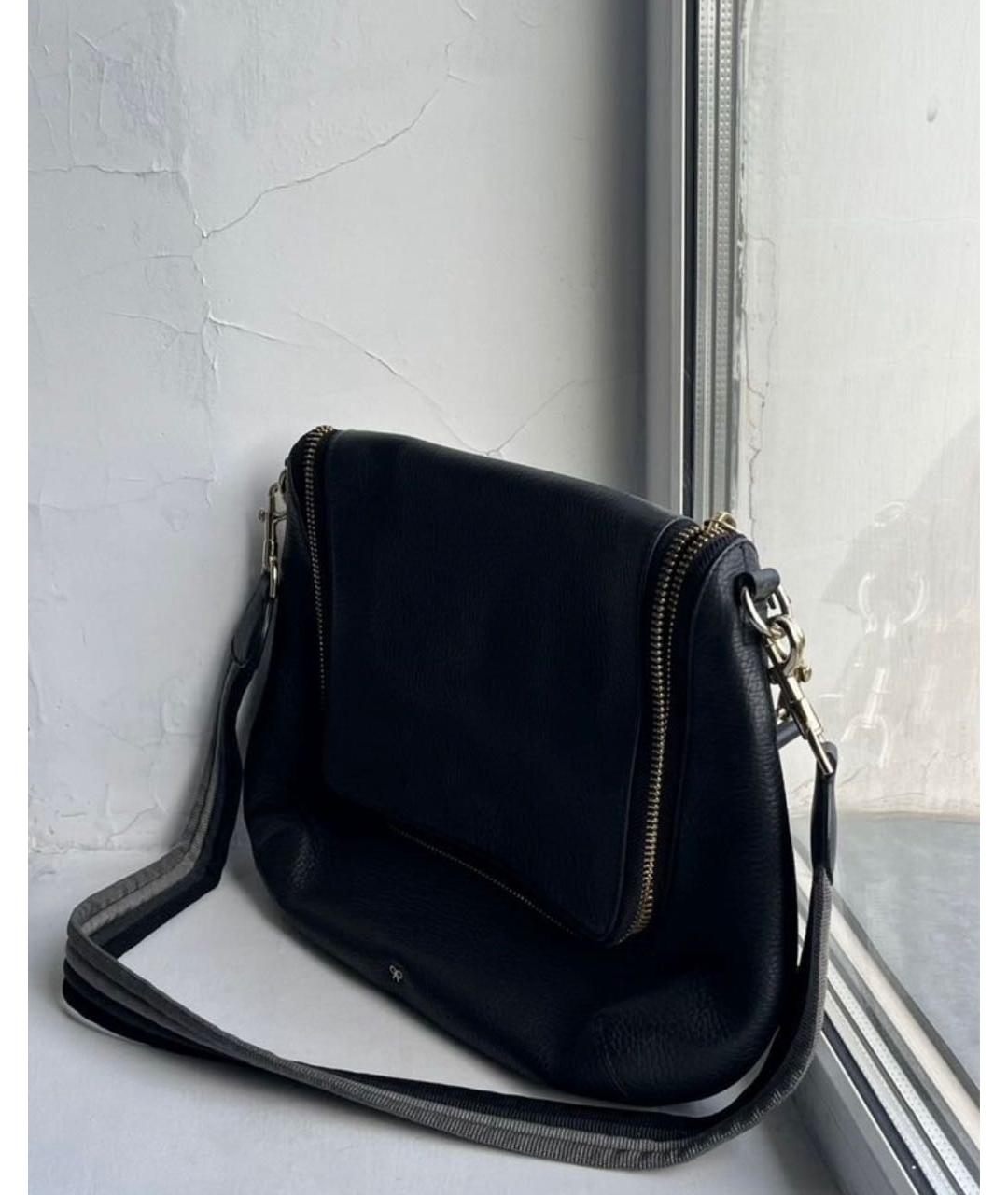 ANYA HINDMARCH Черная кожаная сумка через плечо, фото 4