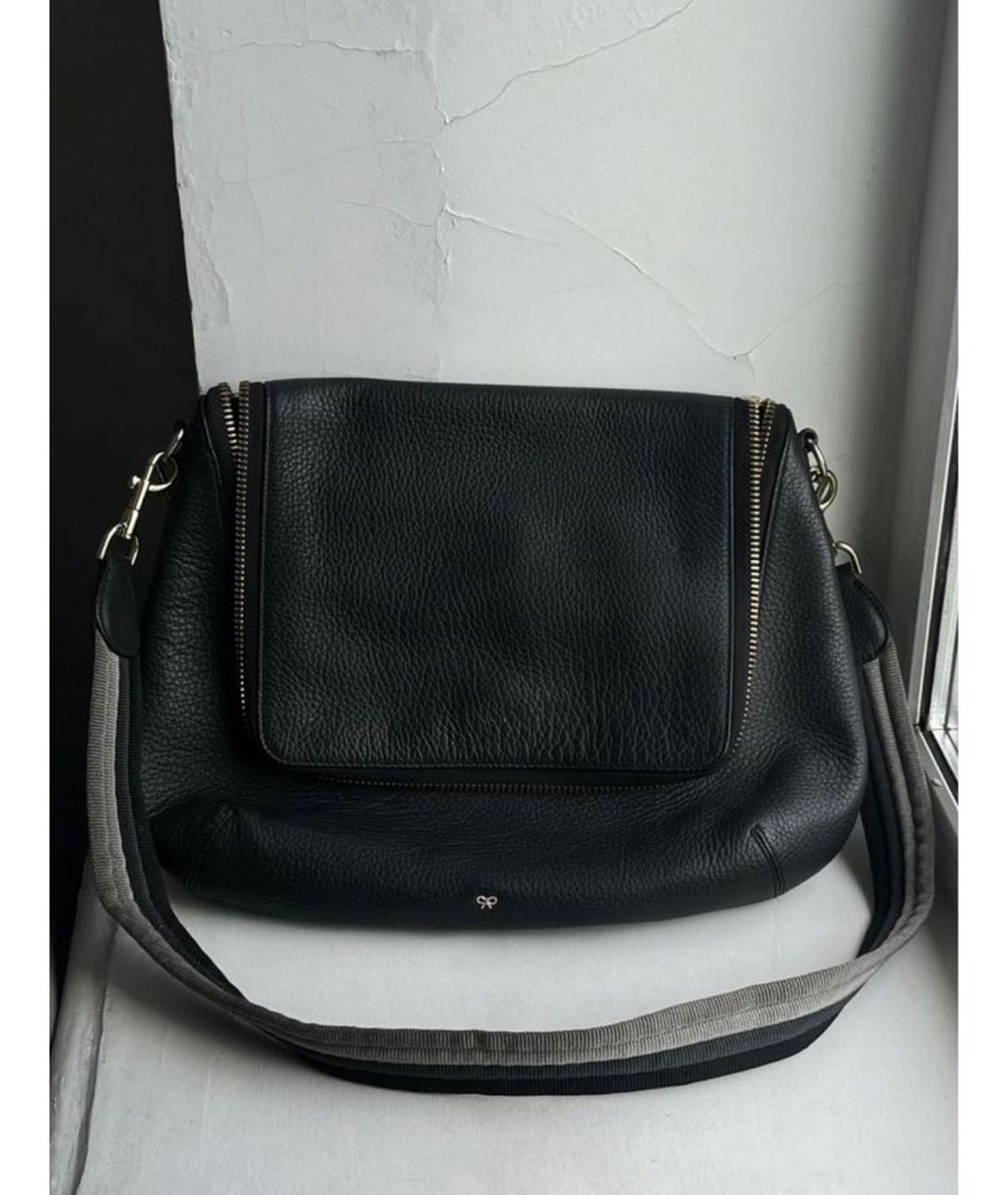 ANYA HINDMARCH Черная кожаная сумка через плечо, фото 2