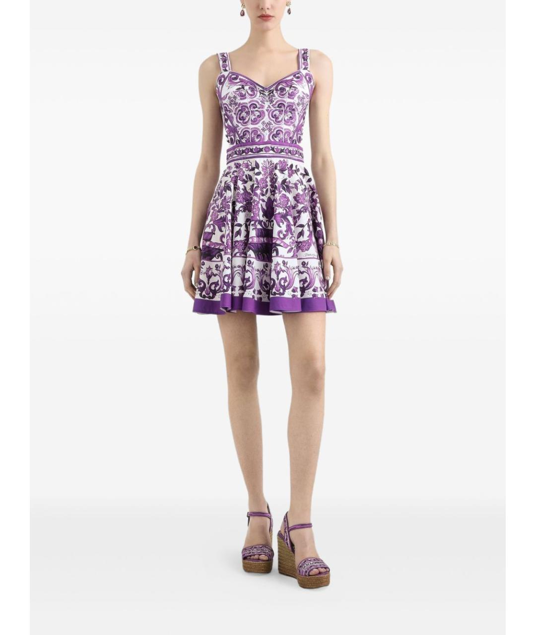 DOLCE&GABBANA Фиолетовое хлопковое платье, фото 4