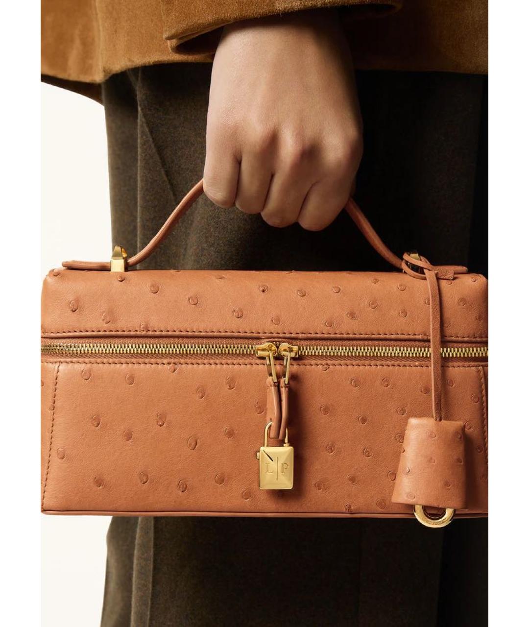 LORO PIANA Коричневая кожаная сумка через плечо, фото 2
