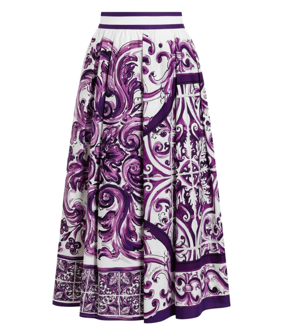 DOLCE&GABBANA Фиолетовая хлопковая юбка миди, фото 1