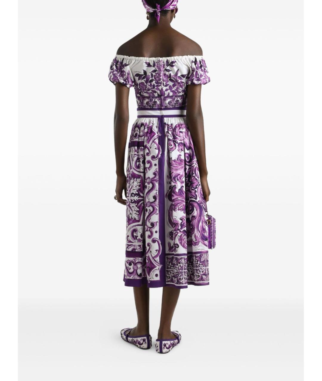 DOLCE&GABBANA Фиолетовая хлопковая юбка миди, фото 4