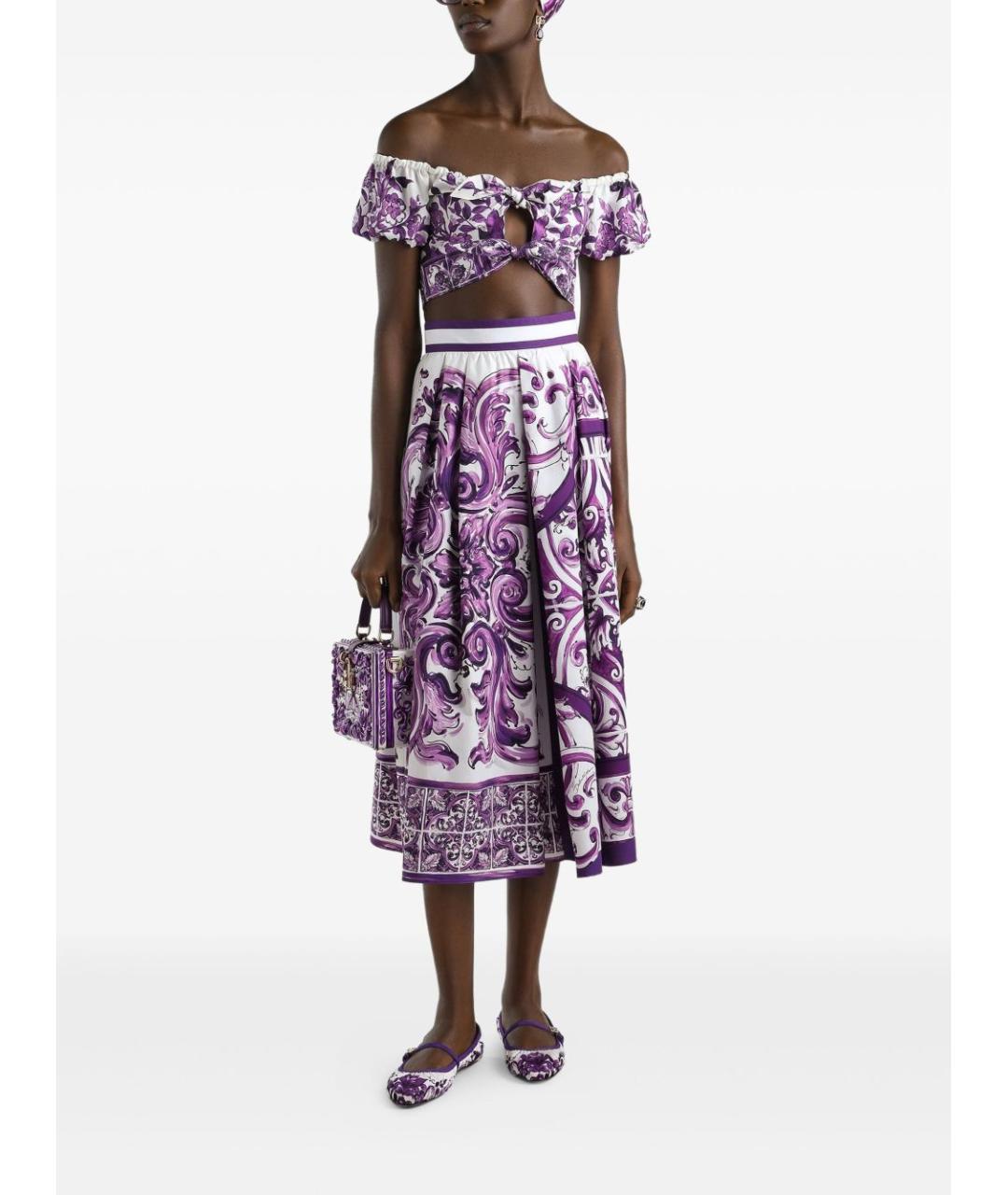 DOLCE&GABBANA Фиолетовая хлопковая юбка миди, фото 2