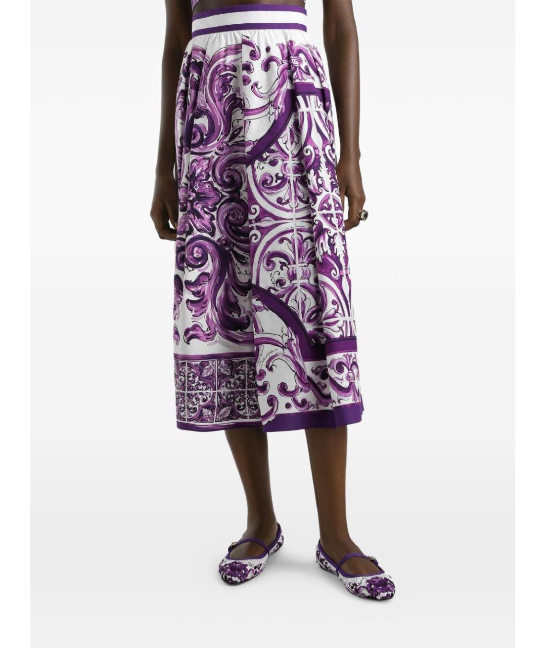 DOLCE&GABBANA Фиолетовая хлопковая юбка миди, фото 3