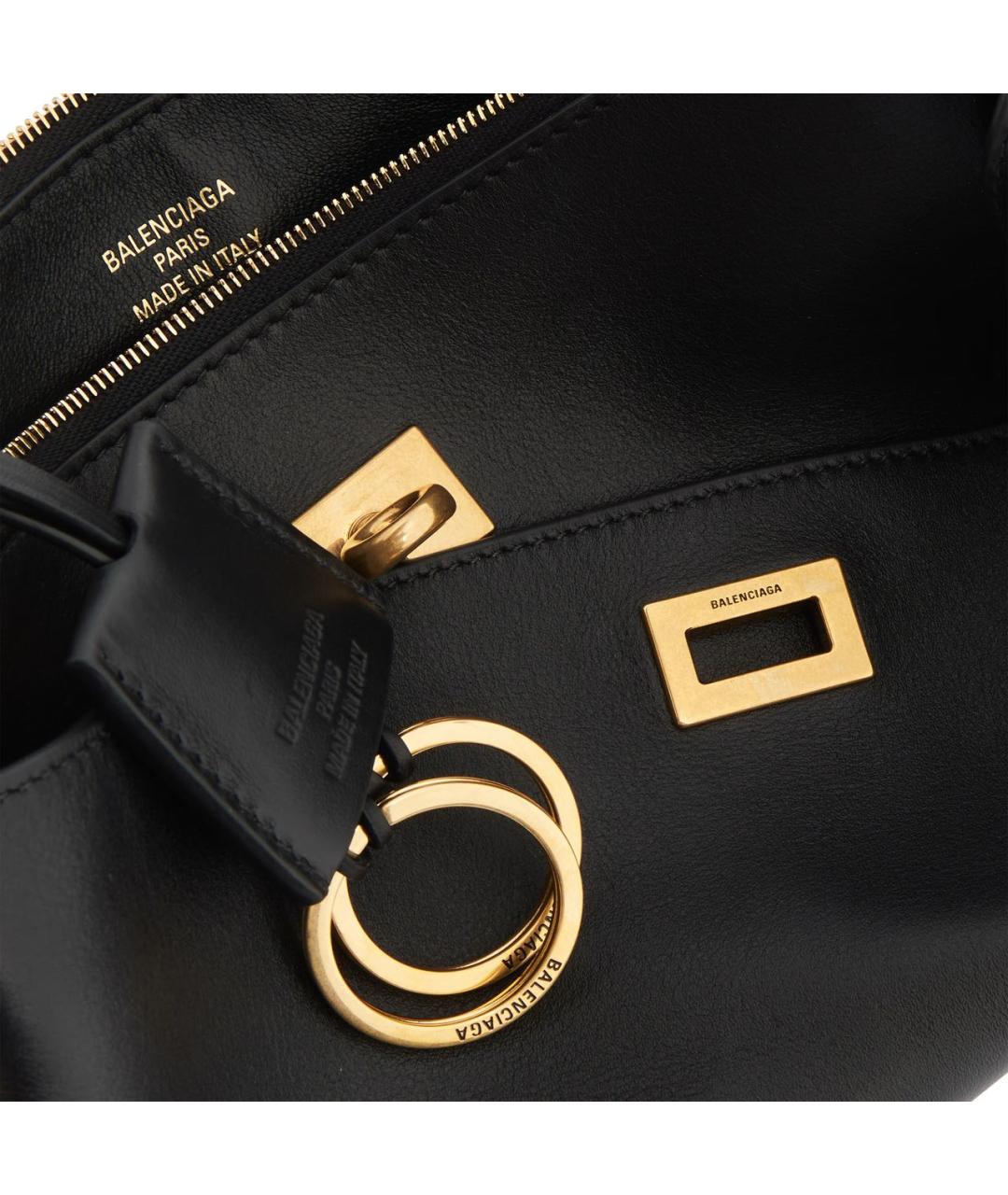 BALENCIAGA Черная кожаная сумка через плечо, фото 5