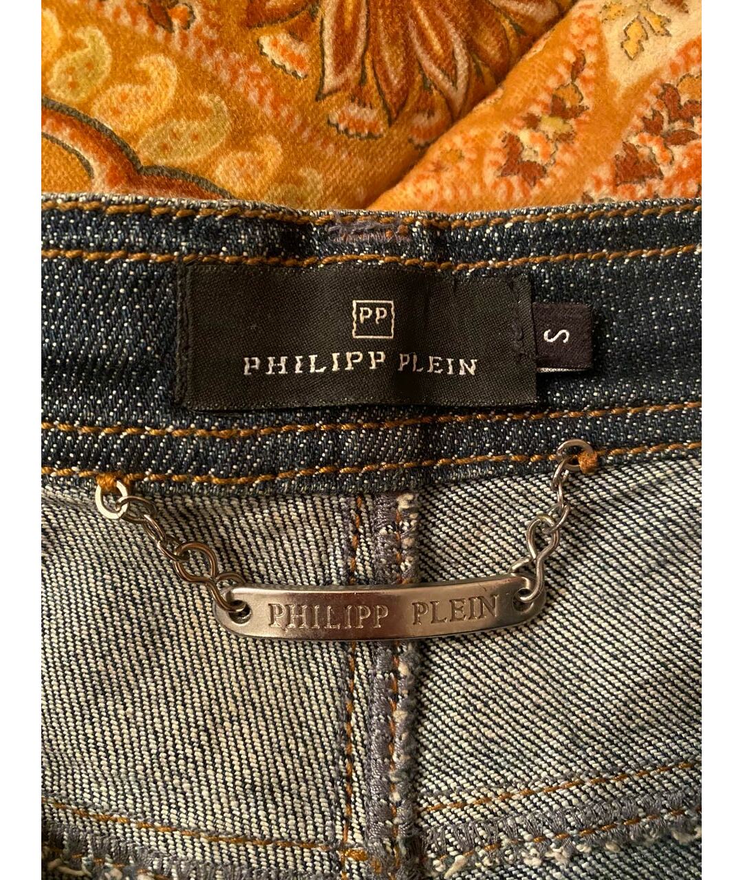 PHILIPP PLEIN Синие прямые джинсы, фото 3