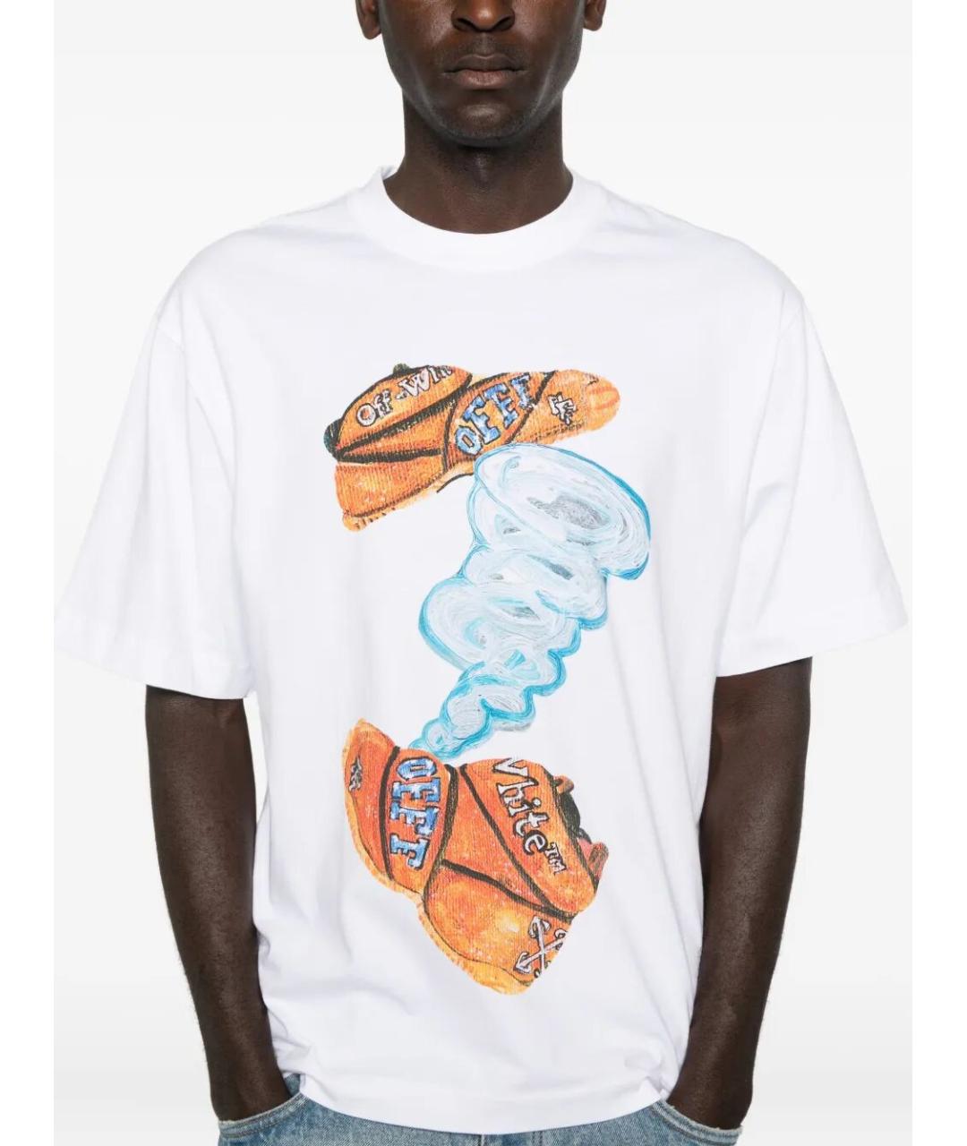 OFF-WHITE Белая хлопковая футболка, фото 4