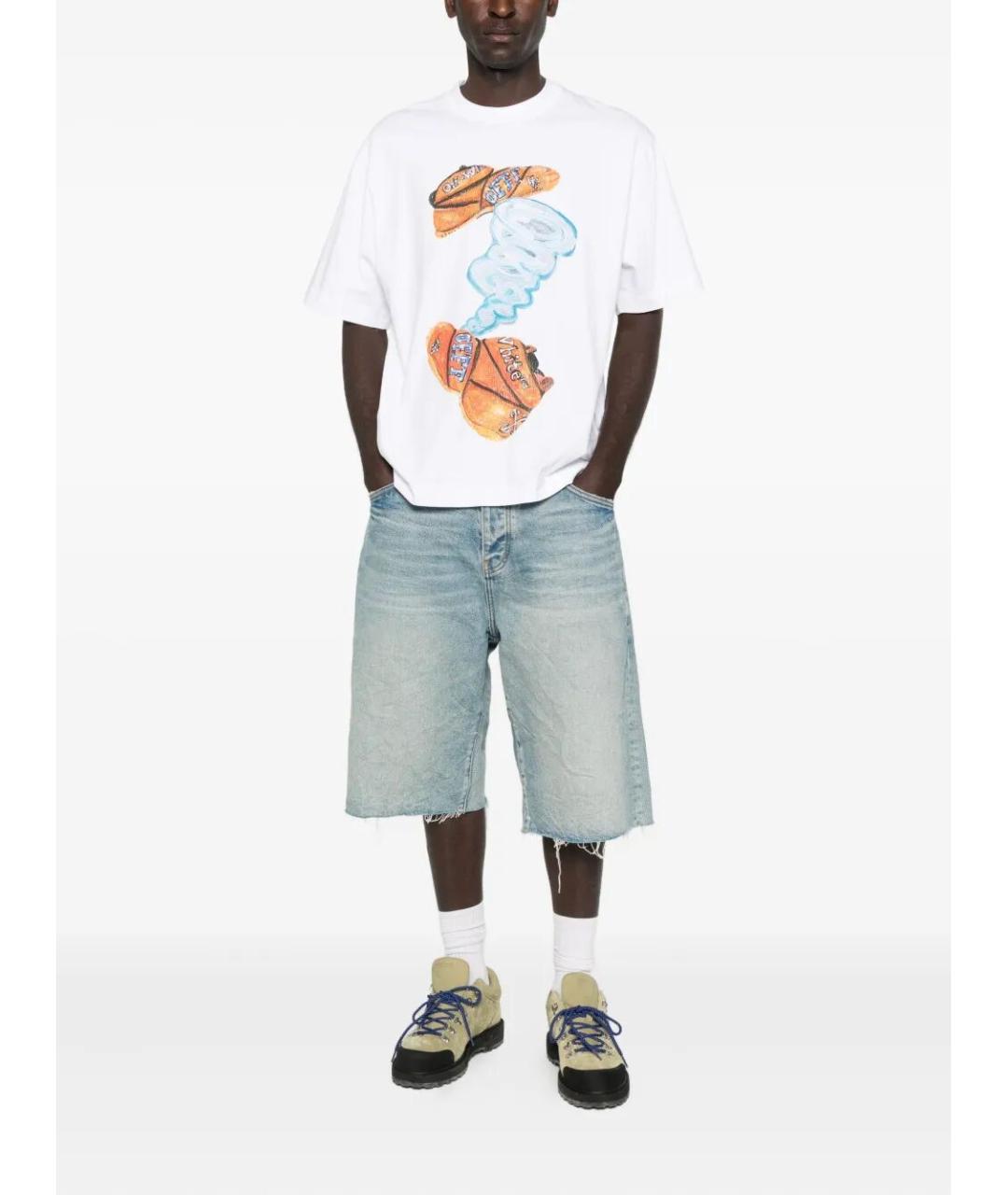OFF-WHITE Белая хлопковая футболка, фото 2