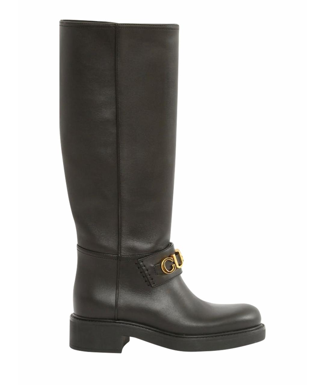 GUCCI Черные кожаные сапоги, фото 1