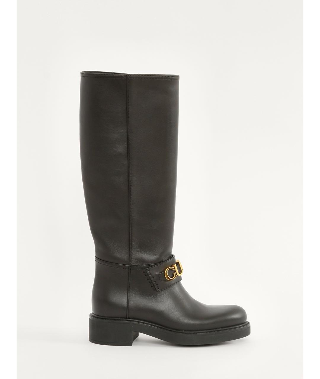 GUCCI Черные кожаные сапоги, фото 9