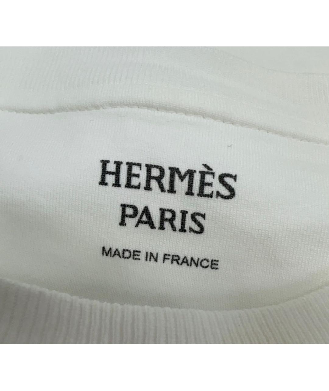 HERMES Белая хлопковая футболка, фото 3