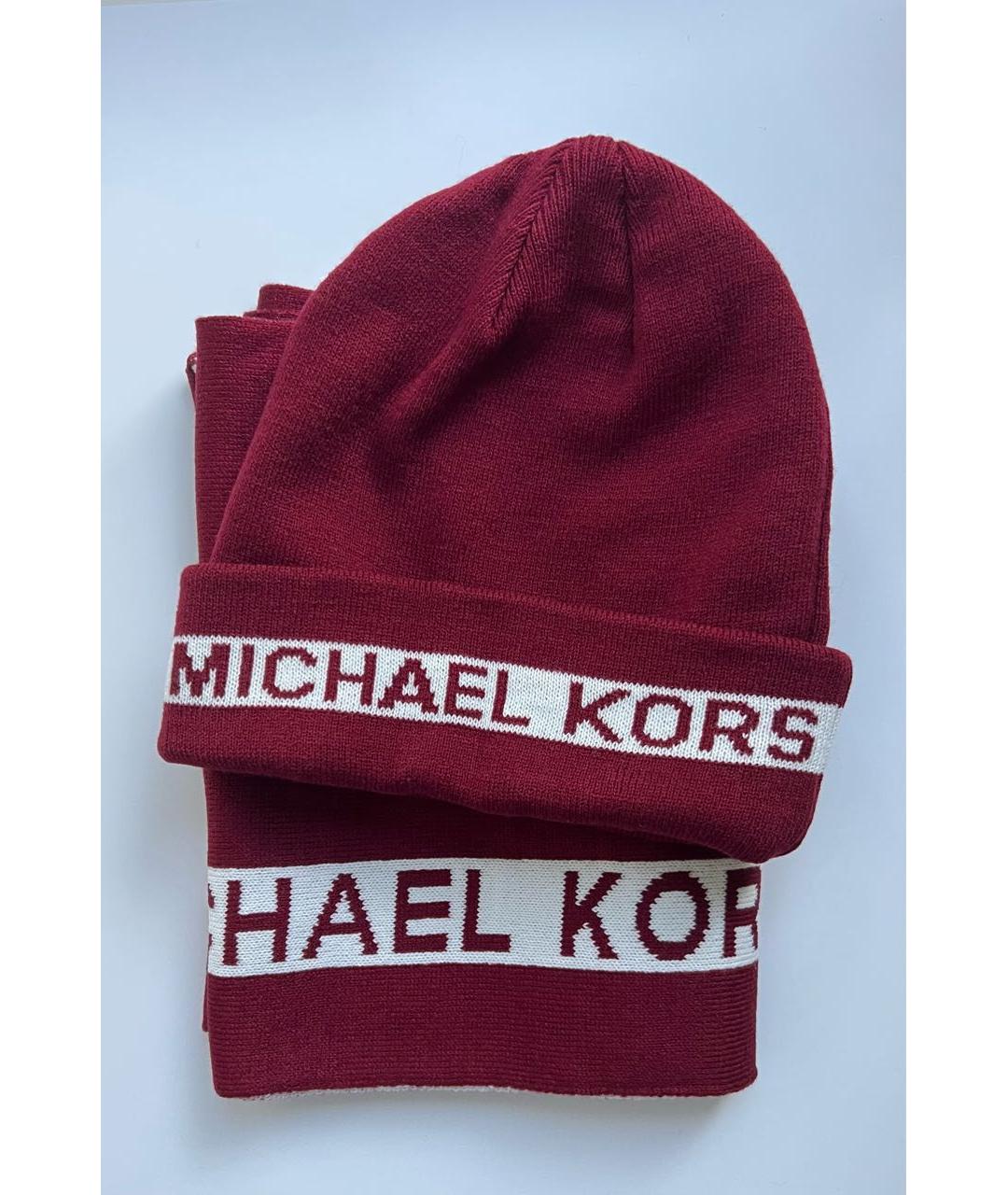 MICHAEL KORS Бордовая шерстяная шапка, фото 7