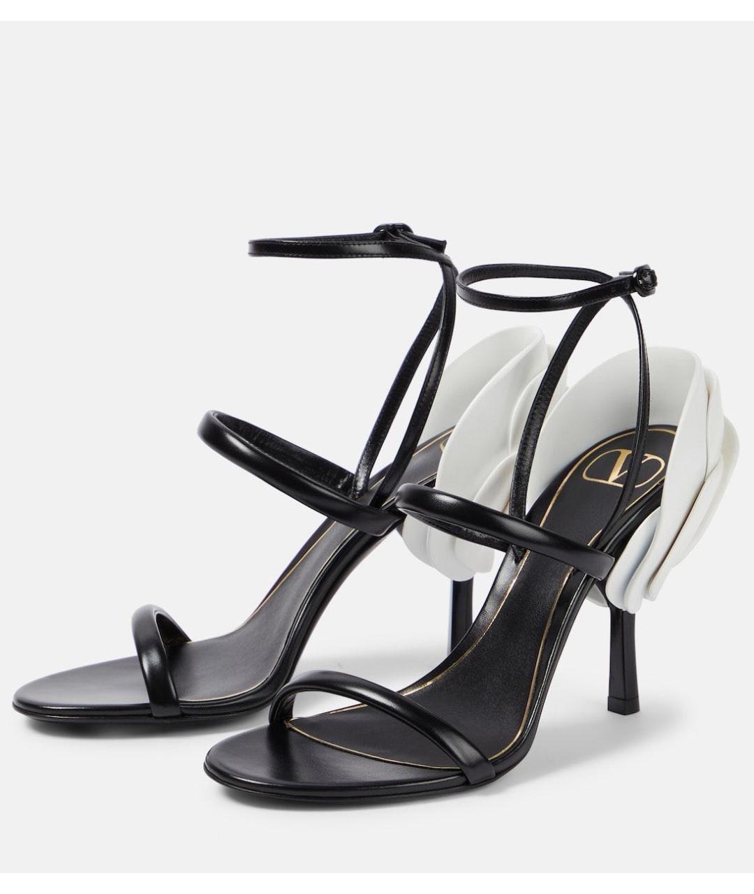 VALENTINO Черные кожаные босоножки, фото 3