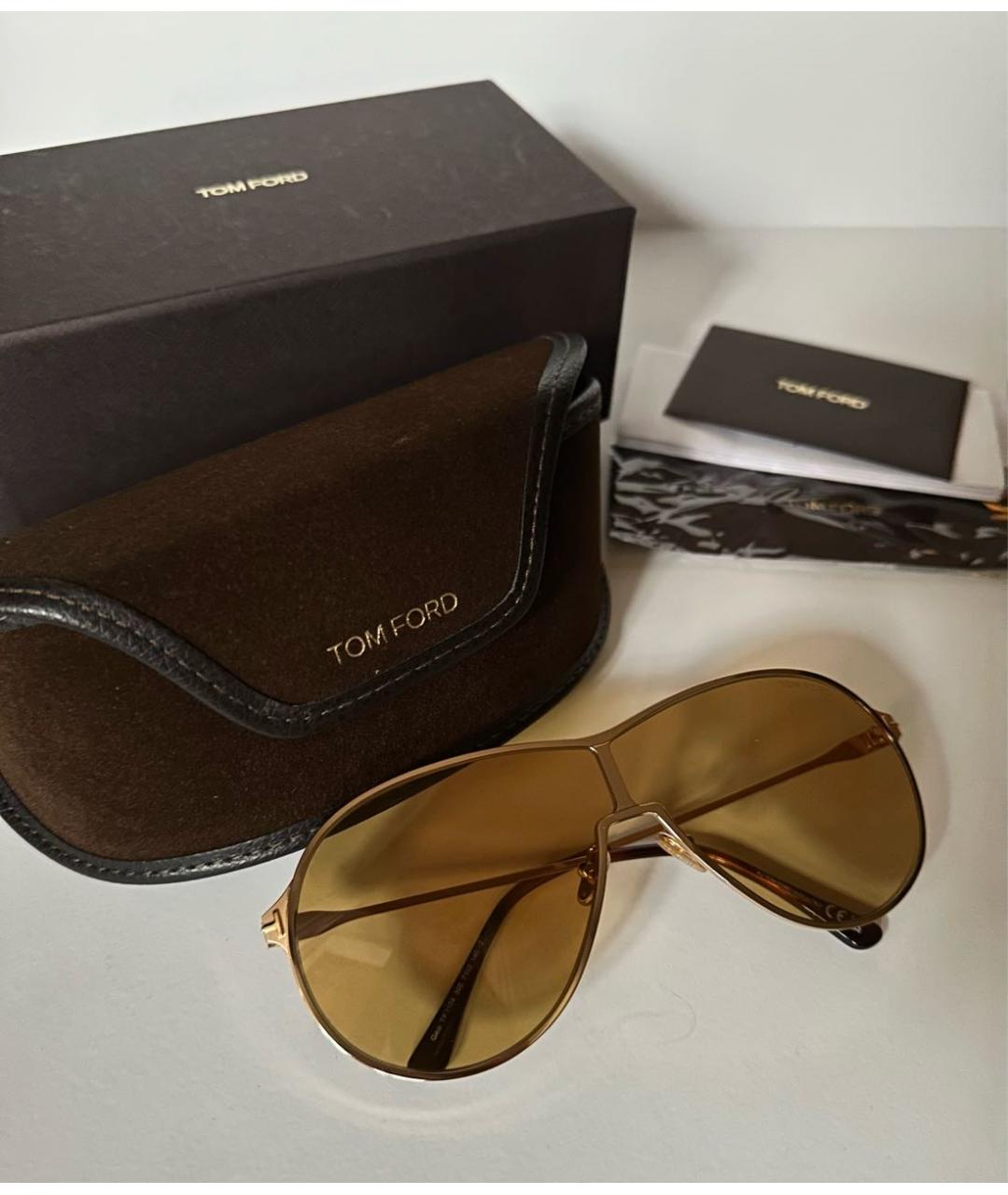 TOM FORD Желтые металлические солнцезащитные очки, фото 3