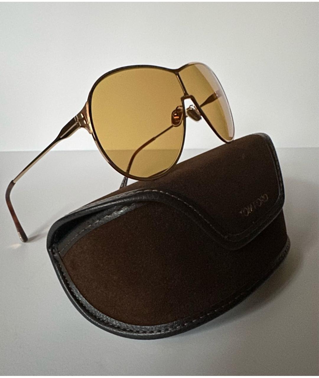 TOM FORD Желтые металлические солнцезащитные очки, фото 6