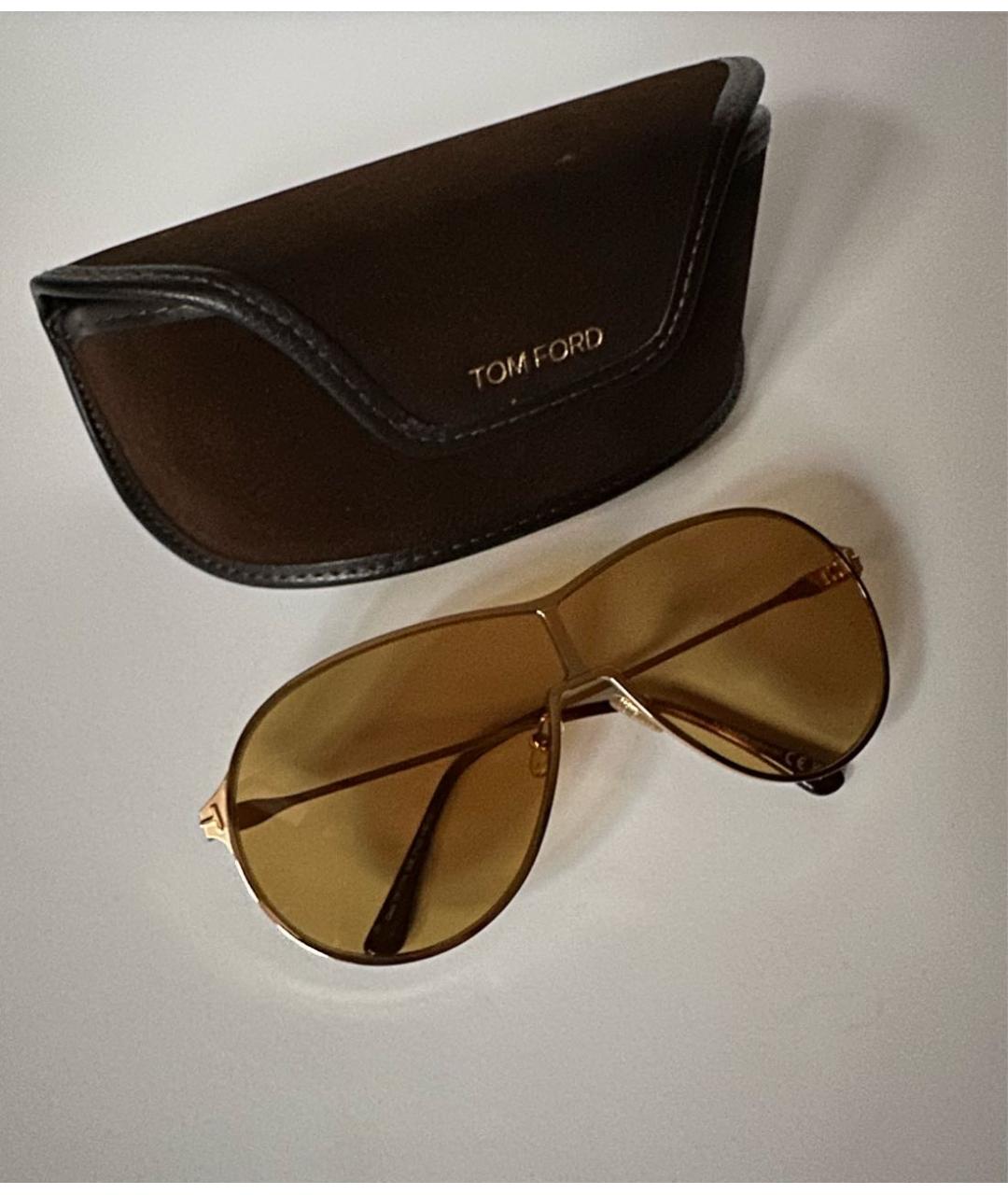 TOM FORD Желтые металлические солнцезащитные очки, фото 4