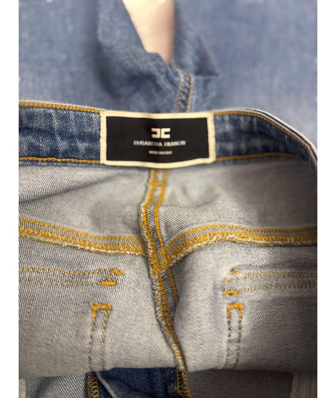 ELISABETTA FRANCHI Синие хлопковые джинсы слим, фото 3