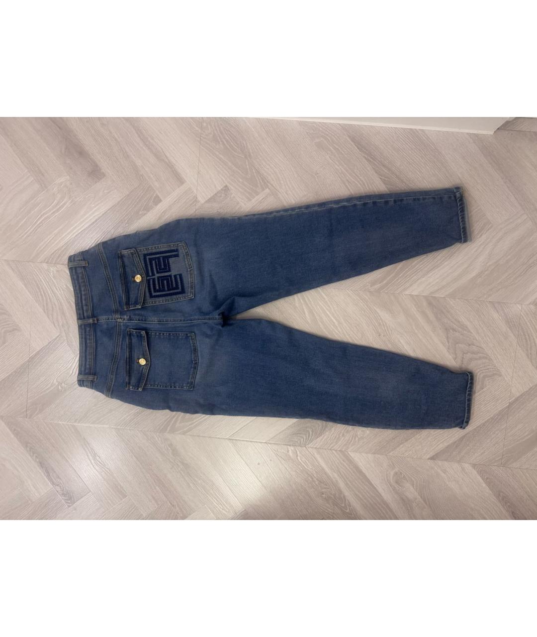 ELISABETTA FRANCHI Синие хлопковые джинсы слим, фото 2