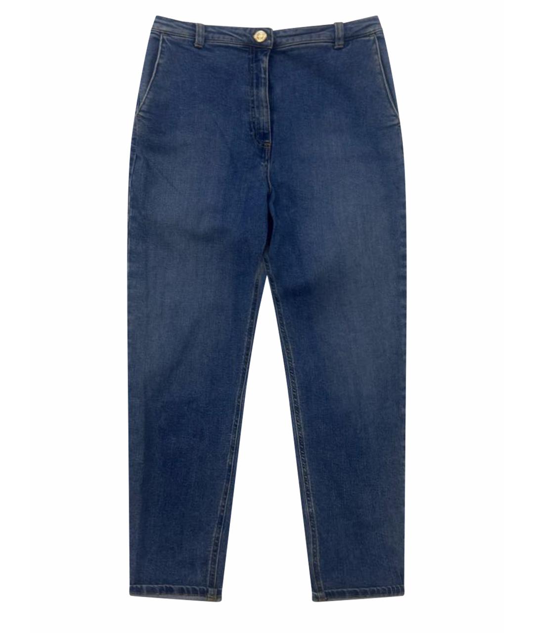 ELISABETTA FRANCHI Синие хлопковые джинсы слим, фото 1