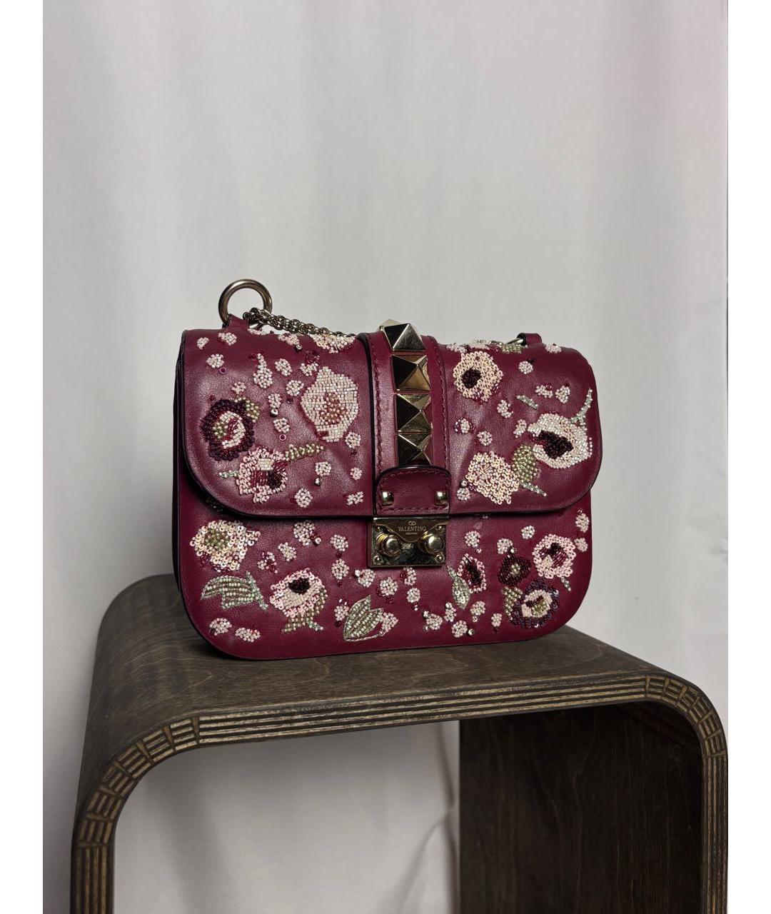 VALENTINO Бордовая кожаная сумка через плечо, фото 2