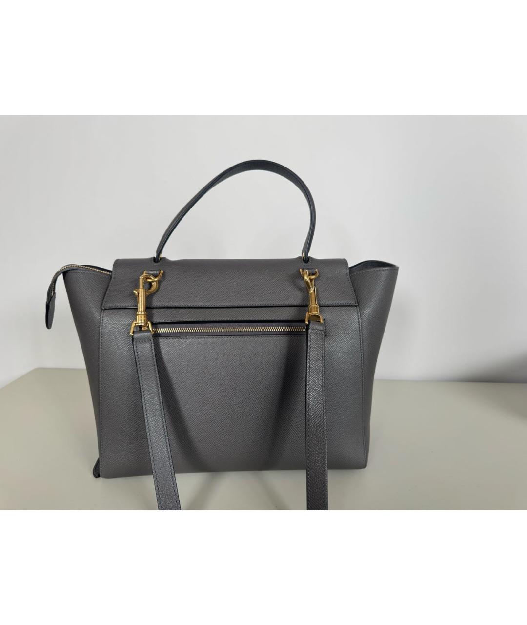 CELINE Антрацитовая кожаная сумка тоут, фото 3