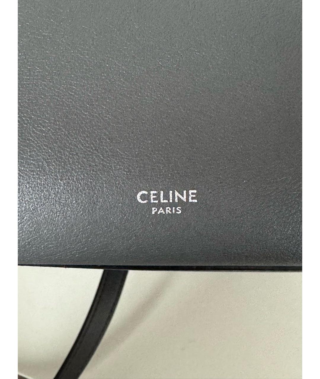 CELINE Антрацитовая кожаная сумка тоут, фото 5